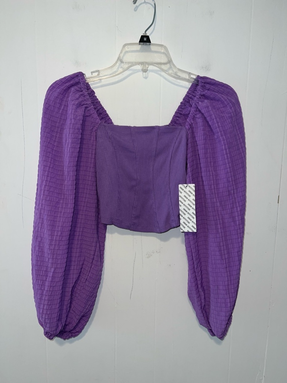Urban Outfitters Purple Puff Sleeve Corset Crop Top - Womens Size XS 0413263 NWT